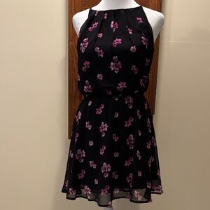 NWT Francesca's Collections Black and Pink Floral Dress - size Small